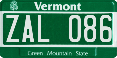 VT license plate ZAL086
