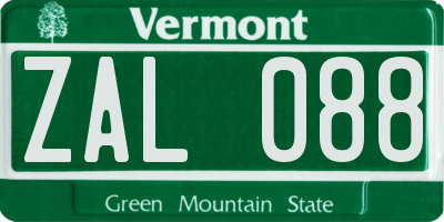 VT license plate ZAL088