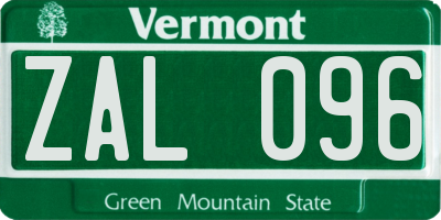 VT license plate ZAL096