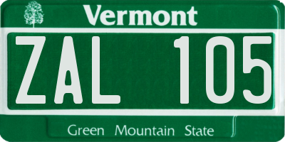 VT license plate ZAL105