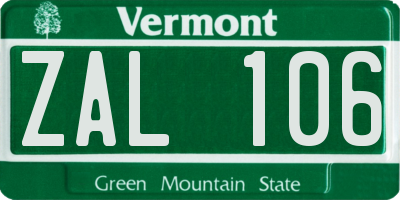VT license plate ZAL106
