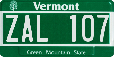 VT license plate ZAL107