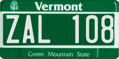 VT license plate ZAL108