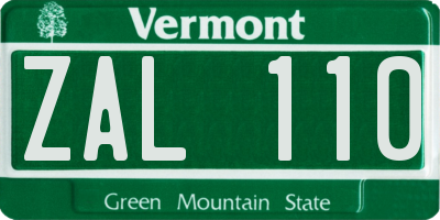 VT license plate ZAL110