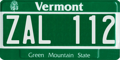 VT license plate ZAL112