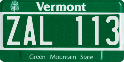 VT license plate ZAL113