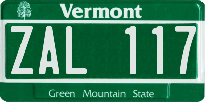 VT license plate ZAL117