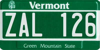 VT license plate ZAL126