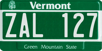 VT license plate ZAL127