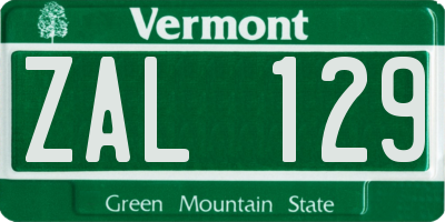 VT license plate ZAL129