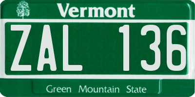 VT license plate ZAL136