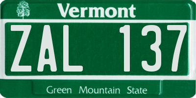 VT license plate ZAL137