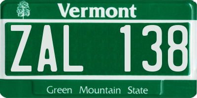 VT license plate ZAL138
