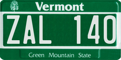 VT license plate ZAL140
