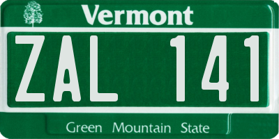 VT license plate ZAL141