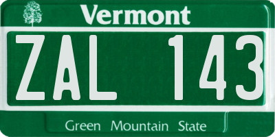 VT license plate ZAL143