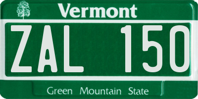 VT license plate ZAL150