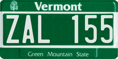 VT license plate ZAL155
