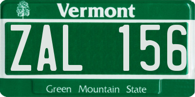 VT license plate ZAL156