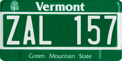 VT license plate ZAL157