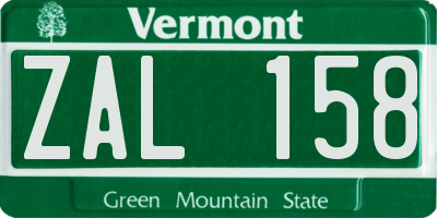 VT license plate ZAL158