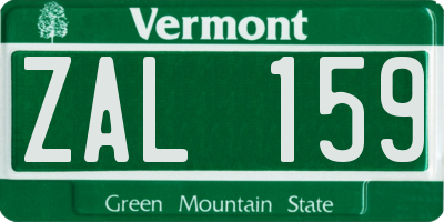 VT license plate ZAL159