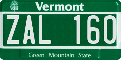 VT license plate ZAL160