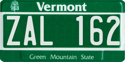 VT license plate ZAL162