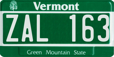 VT license plate ZAL163