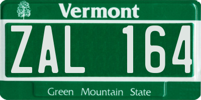 VT license plate ZAL164