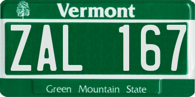 VT license plate ZAL167