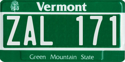 VT license plate ZAL171
