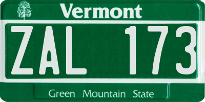 VT license plate ZAL173