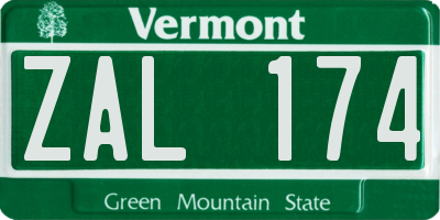 VT license plate ZAL174