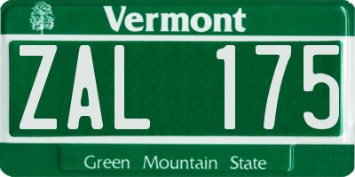 VT license plate ZAL175