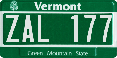 VT license plate ZAL177