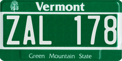 VT license plate ZAL178