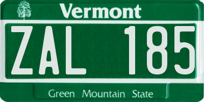 VT license plate ZAL185
