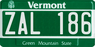 VT license plate ZAL186