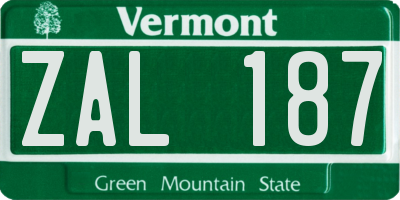 VT license plate ZAL187