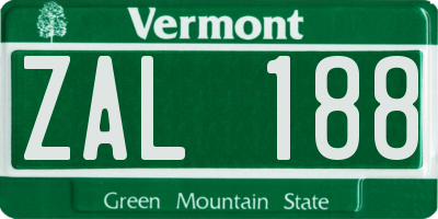 VT license plate ZAL188