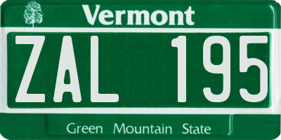 VT license plate ZAL195