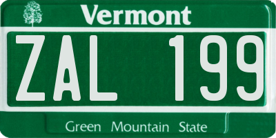 VT license plate ZAL199