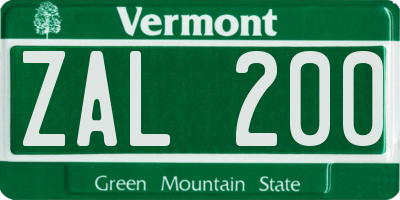 VT license plate ZAL200