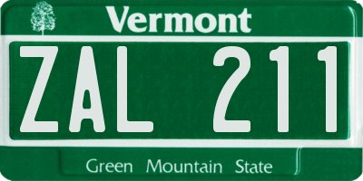 VT license plate ZAL211