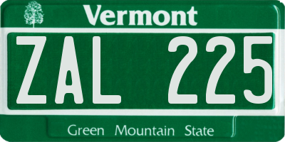 VT license plate ZAL225
