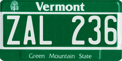 VT license plate ZAL236