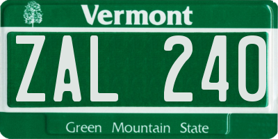 VT license plate ZAL240