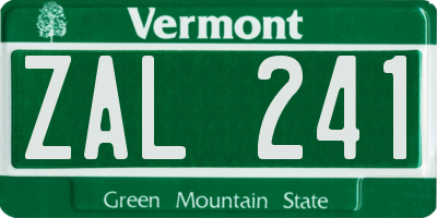 VT license plate ZAL241