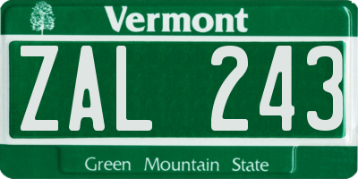 VT license plate ZAL243